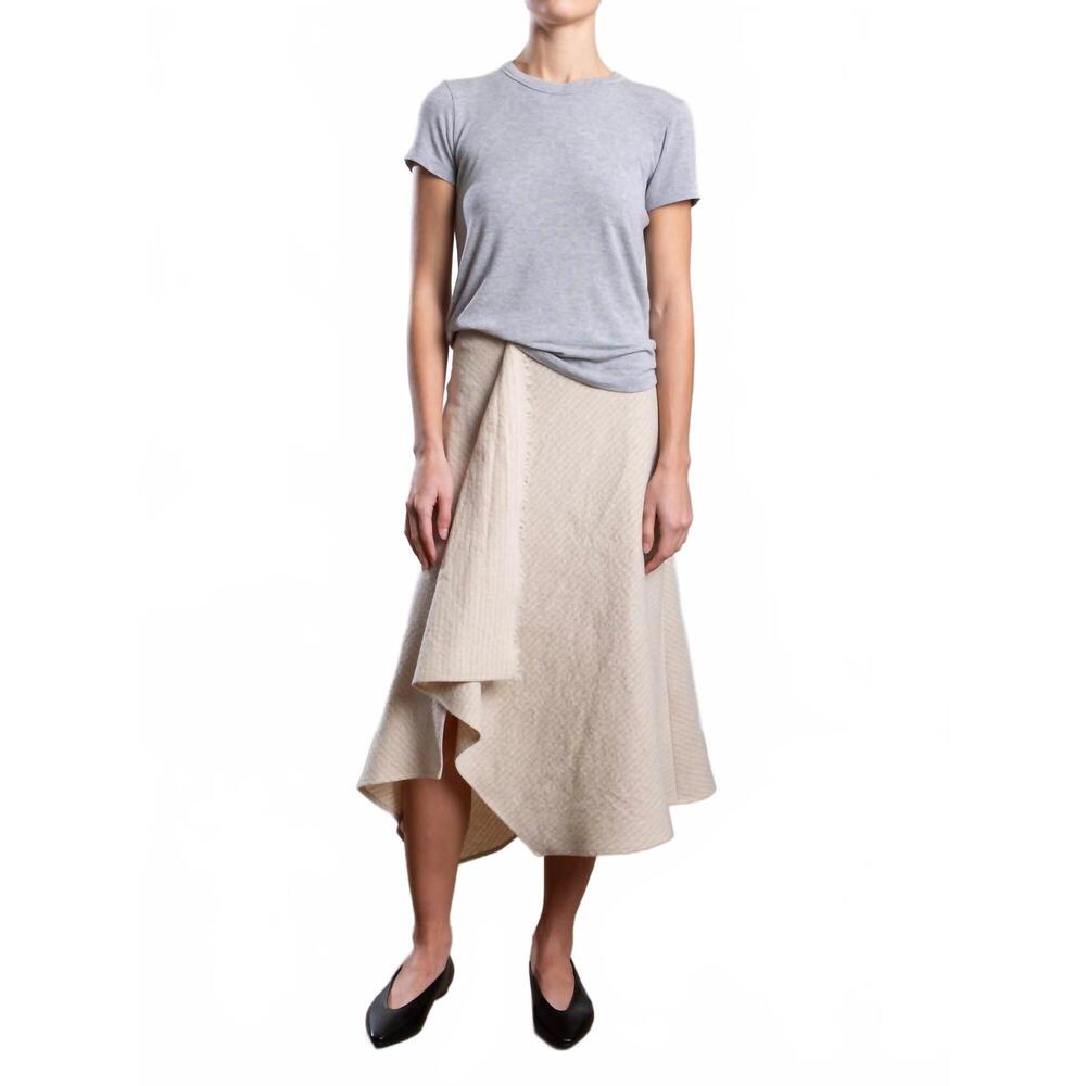 NEW PHARAOH selena skirt in brushed pinstripe oat